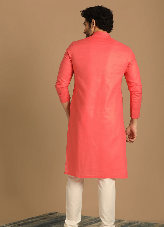 Rani Pink Cotton Blend Kurta Pajama image number 2